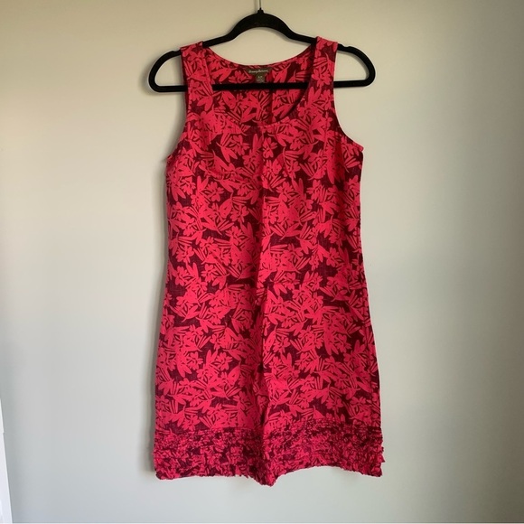 Tommy Bahama 100% Linen Floral Shift Pink Ruffle Dress - Picture 1 of 5